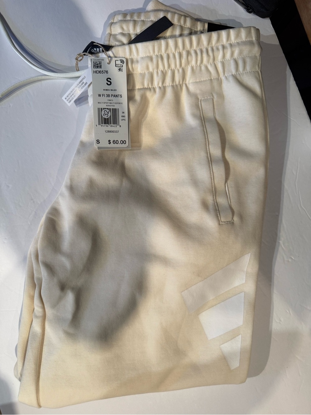 Adidas womens Cream Jogger Sweatpants - Small